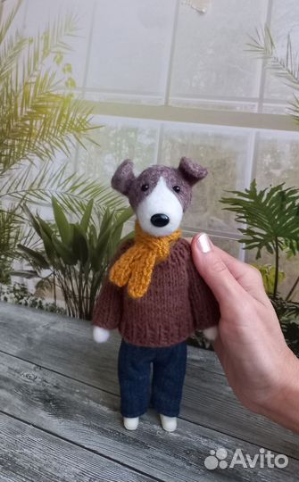 Игрушка валяная из шерсти. Собачка ручной работы