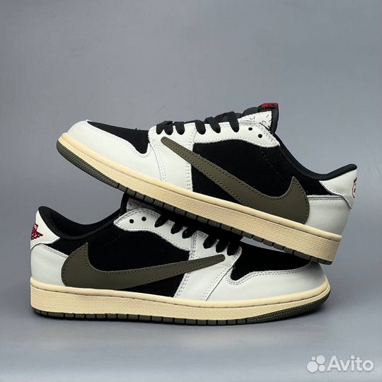 Кроссовки nike air jordan 1 low travis scott olive