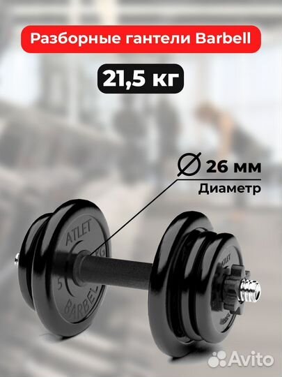 Гантель разборная MB Barbell MB-FdbM-At21.5 21,5кг