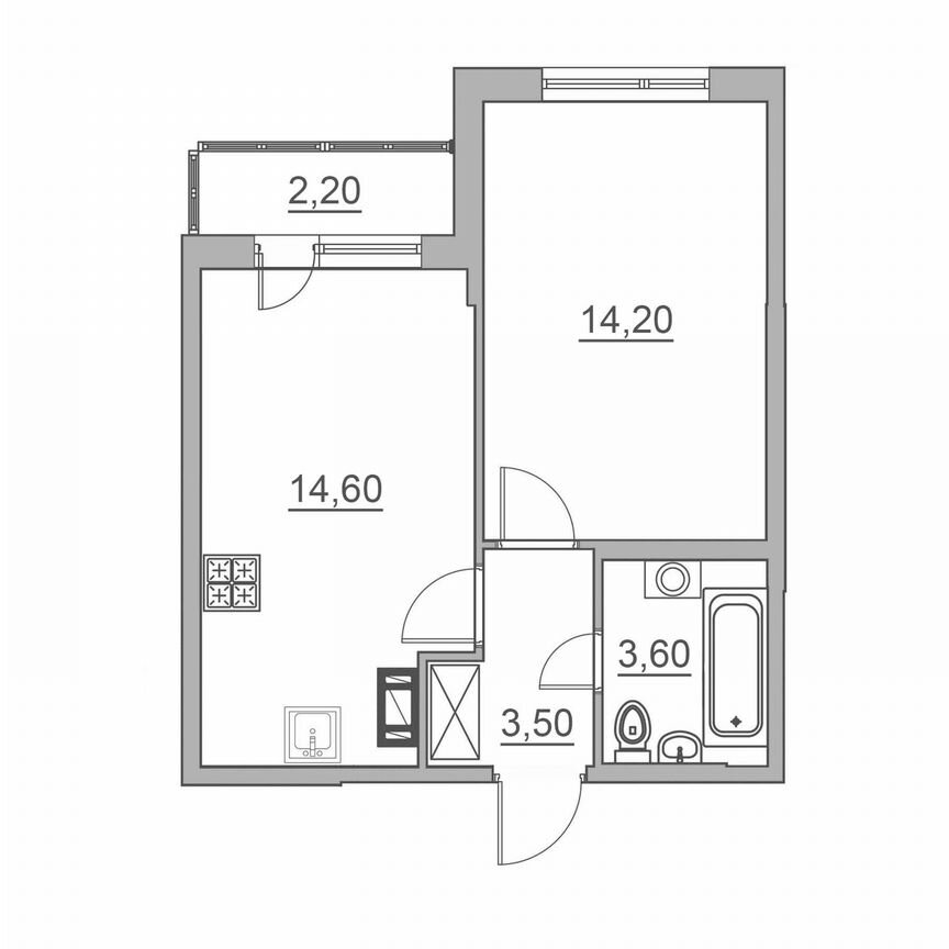 2-к. квартира, 38,1 м², 5/6 эт.