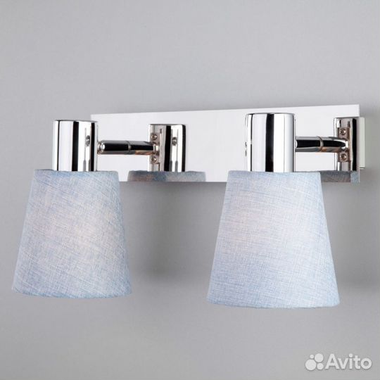 Светильник спот 2х40 Вт Е14 хром/голубой