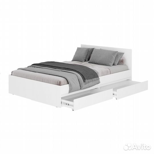 Кровать белая Симпл с ящиками 1,2 м