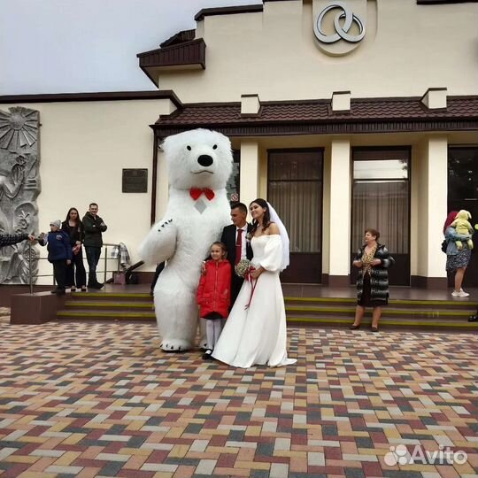 Белый Мишка 2,6 м Медведь поздравление ростовые