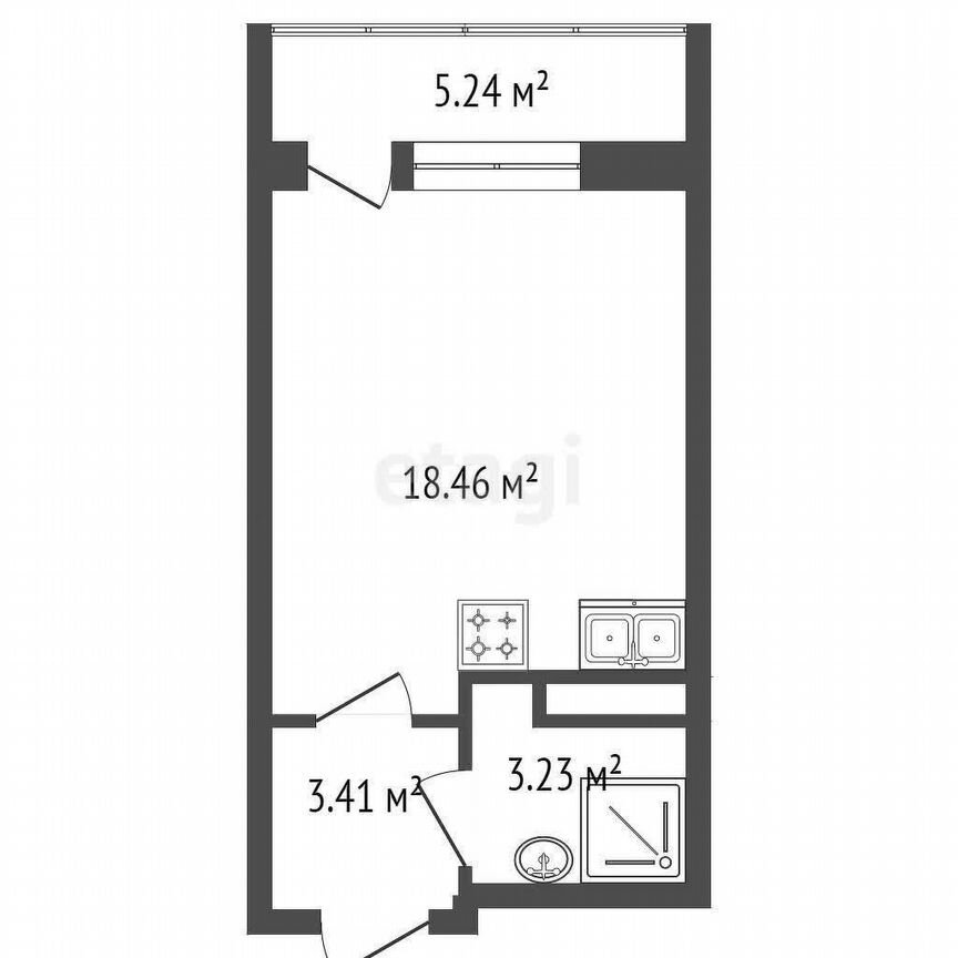 Квартира-студия, 25,1 м², 11/12 эт.