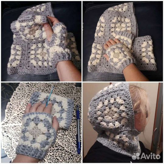 Митенки и капор. Ручная работа