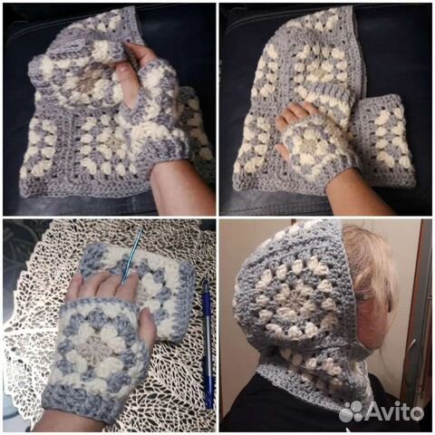 Митенки и капор. Ручная работа