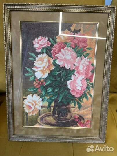 Вышивка крестом пионы