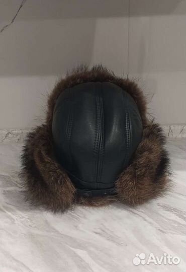 Мужская шапка енот мех