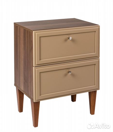 Тумба прикроватная деревянная с 2 ящиками бежевая