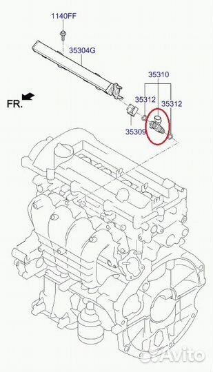 Форсунка топливная Kia Rio 4 седан 1.4 G4LC 2021