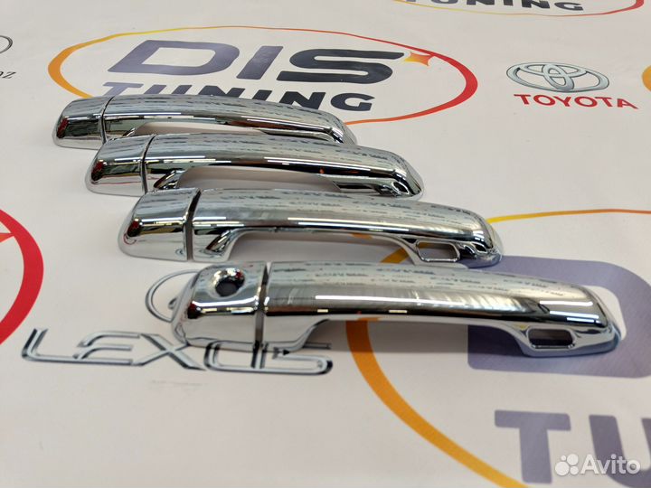 Накладки на ручки дверей хром Prado 150