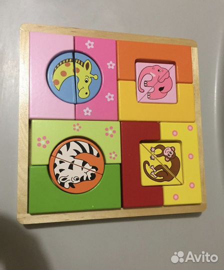 Деревянный пазл животные