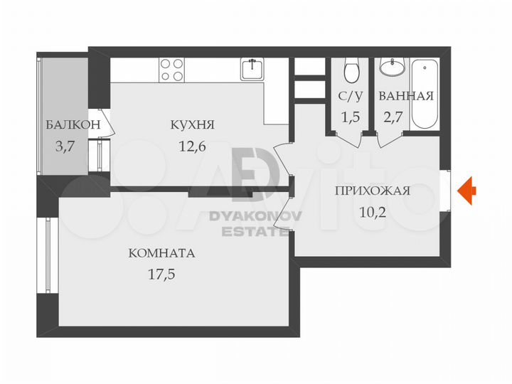 1-к. квартира, 44,5 м², 16/28 эт.