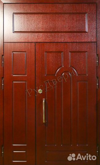 Полуторная тамбурная дверь с мдф шпон и фрамугой