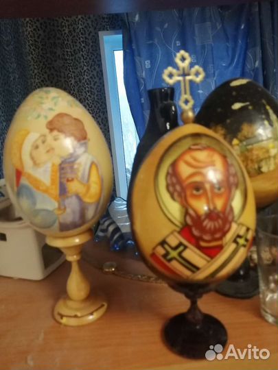 Дерево пасхальное яйцо. Икона-святой лик. Ручная р