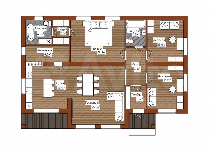 Дом 100 м² на участке 8 сот.