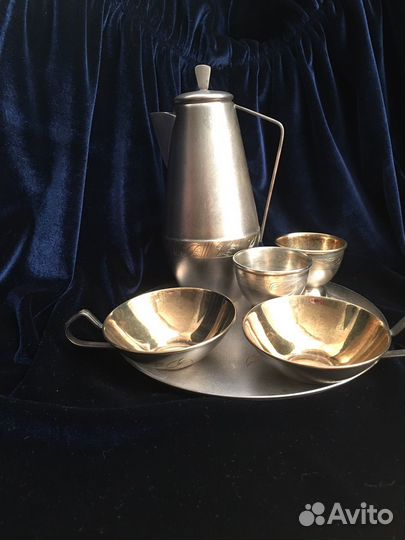 Сервиз кофейный-коньячный мельхиоровый