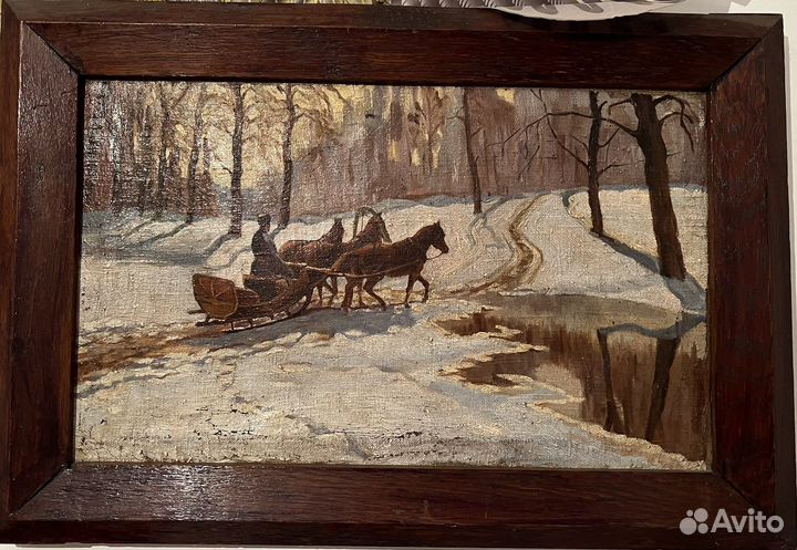 Картина маслом на холсте старинная