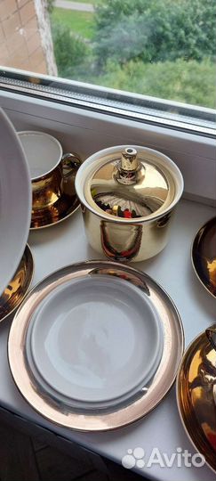 Чайный сервиз дулевский фарфор, золотой