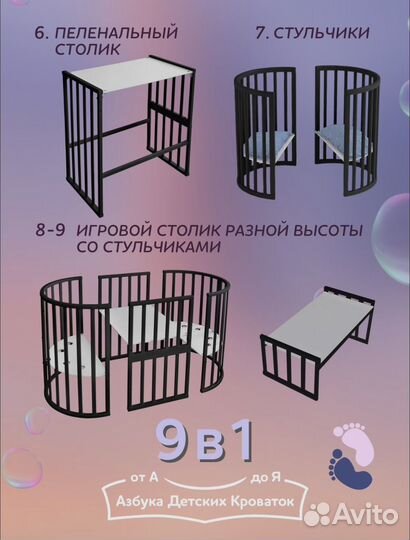 Детская кровать для новорожденных круглая