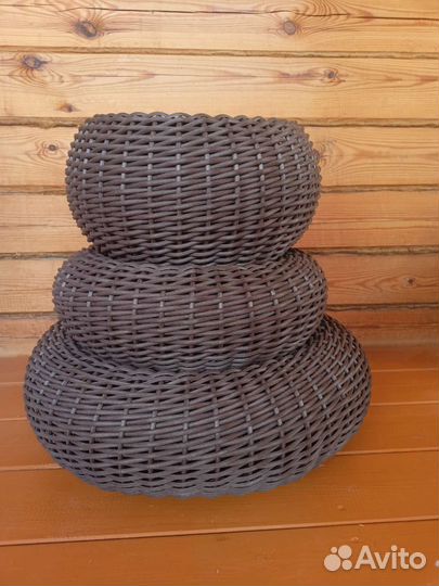 Кашпо тазик из искусственного ротанга