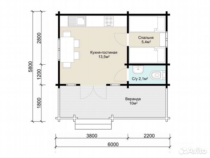 Дачный Дом из минибруса «Печора» 34.8 м²