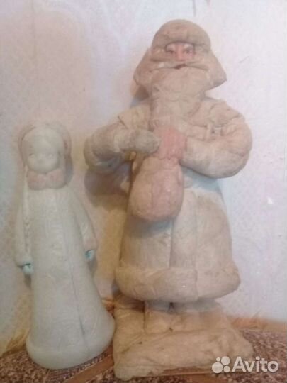 Дед мороз ватный и снегурочка пласт СССР