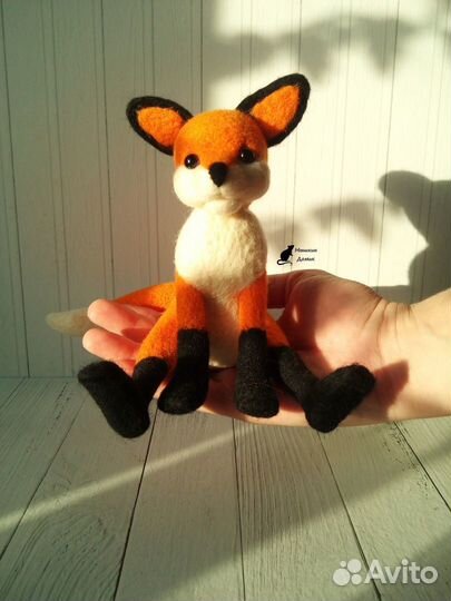 Лисёнок Рыжик, шерсть, ручная работа, новое