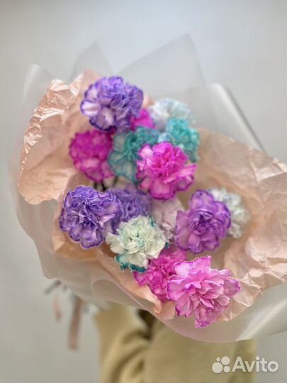 Букет из 15 диантусов в матовой бумаге