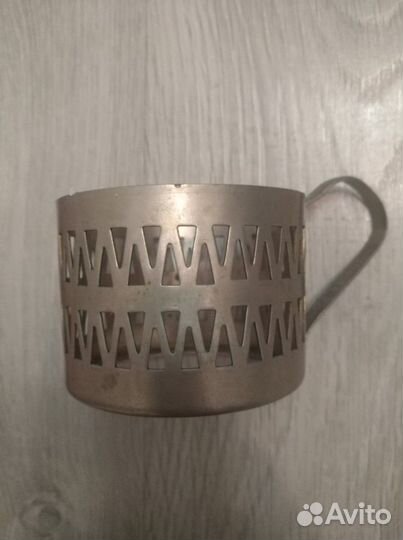 Мельхиоровые подстаканники и поднос под графин и 6