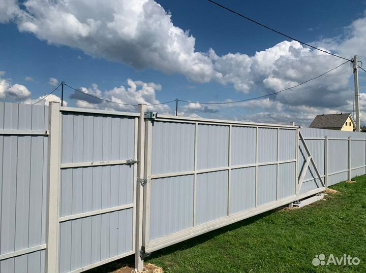 Ворота откатные с калиткой под ключ