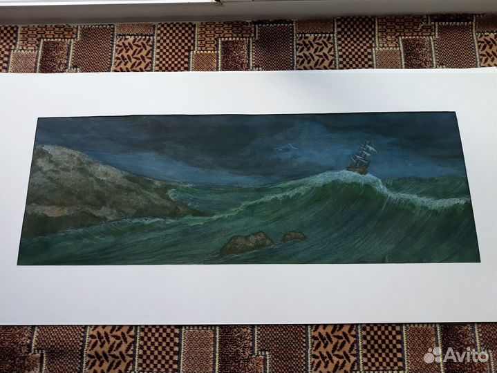 Акварель морской пейзаж