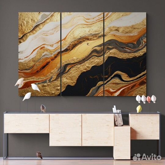 Картина абстракция золотом детальная проработка