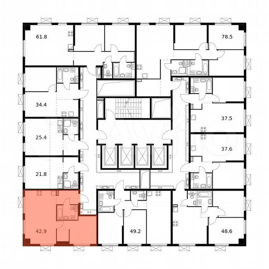 1-к. квартира, 42,9 м², 5/33 эт.