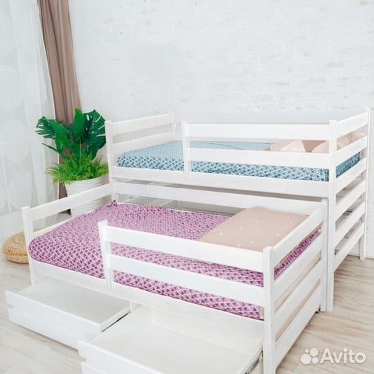 Кроватка берёза матрешка эко выдвижная от 2х лет