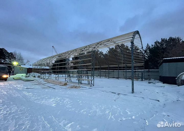 Каркас прямостенного ангара без посредников