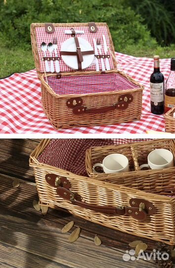 Корзина для пикника с посудой новая