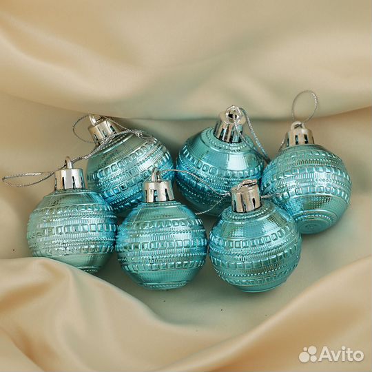 Елочные шары Бирюза 6шт
