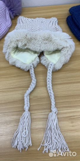 Плюшевая шапка с кошачьими ушками