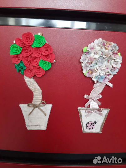 Магнит зайка, ёлочки и топиария