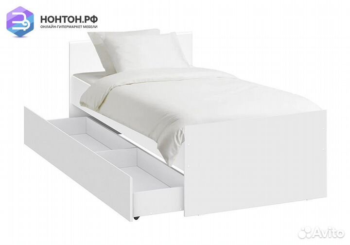 Кровать Грейс с ящиком белая текстурная