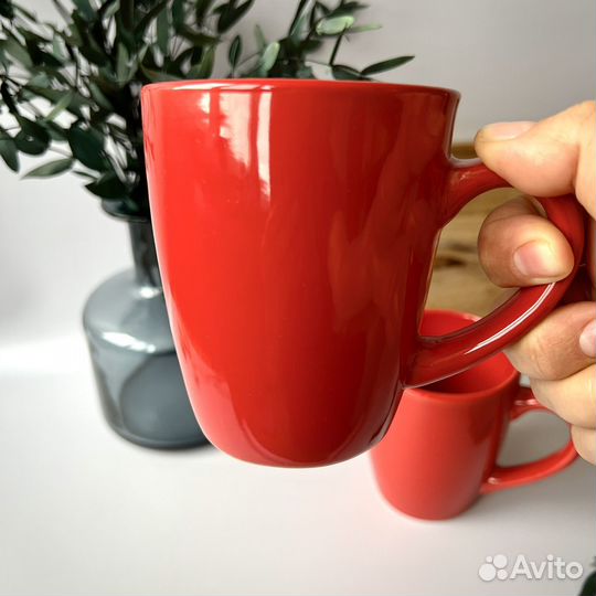 Кружка красная 350 мл керамическая чашка