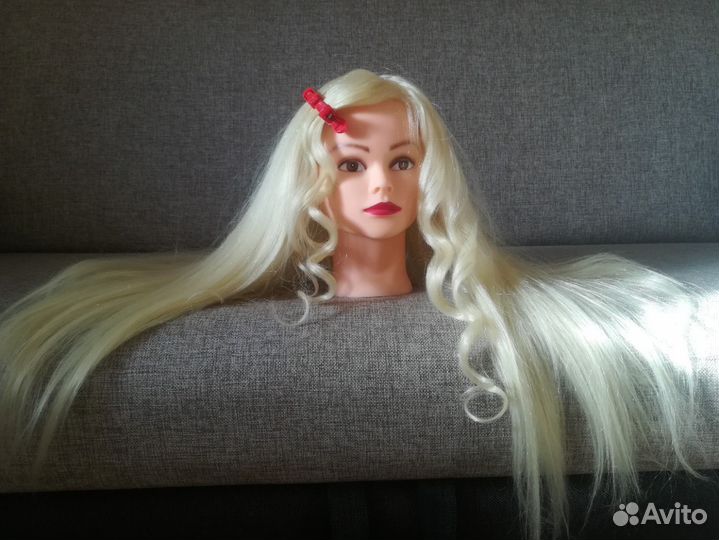 Учебная голова манекен с волосами натуральные 80