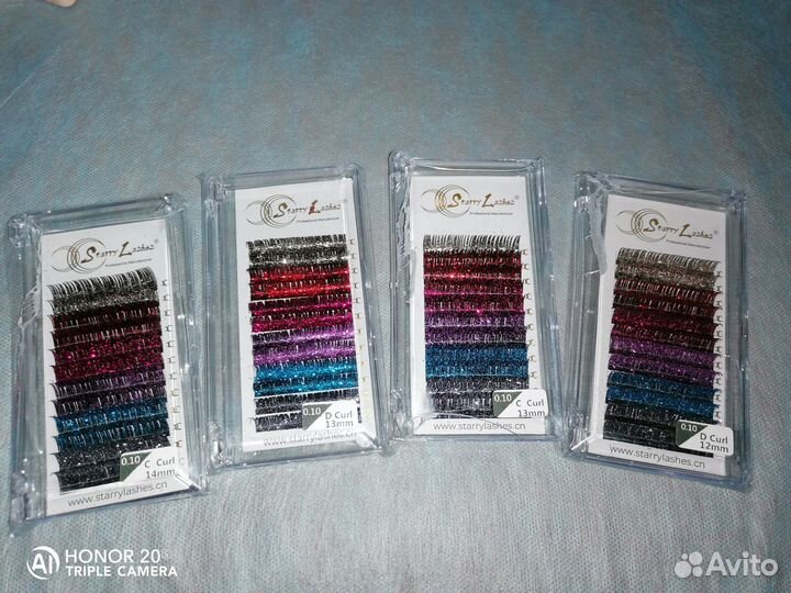 Ресницы для наращивания цветные,блестящие