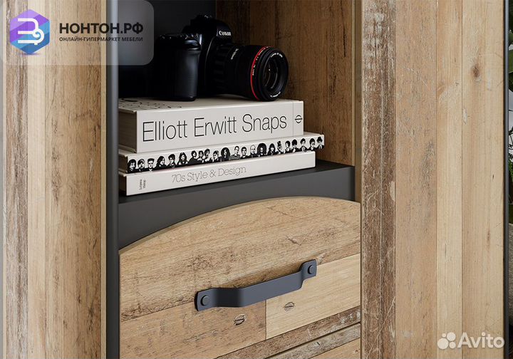 Шкаф комбинированный Кристофер фон серый / олд ста