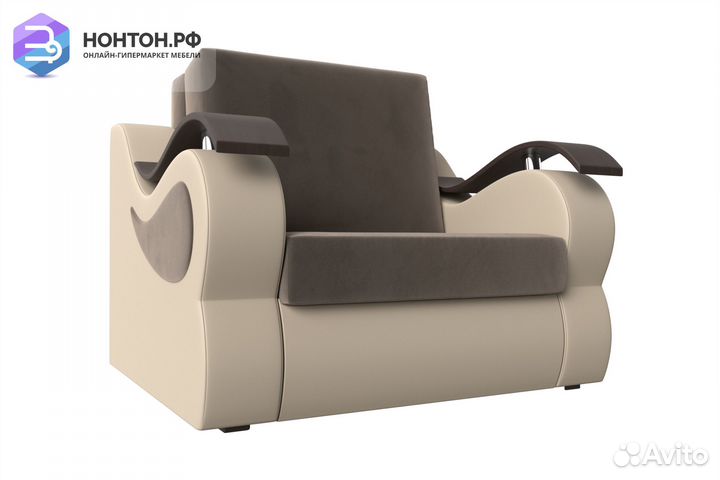 Кресло аккордеон Меркурий велюр коричневый / экоко