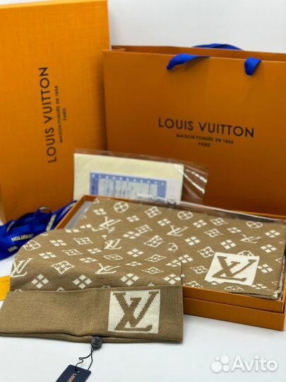 Комплект шапка и шарф мужской louis vuitton