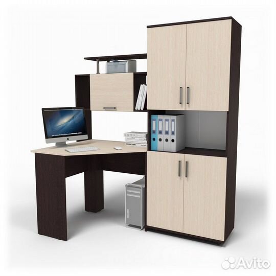 Компьютерный стол угловой с полками