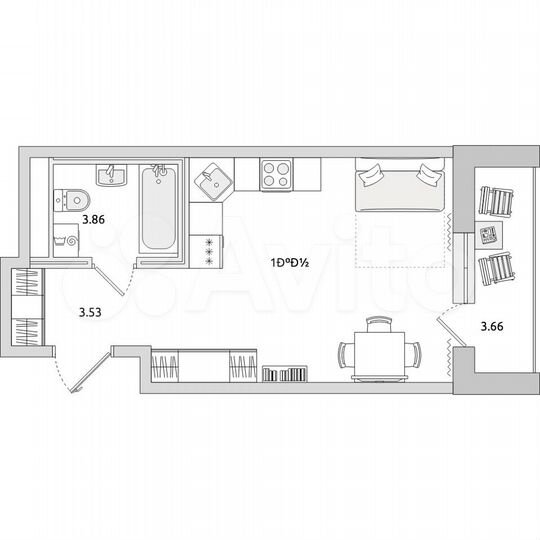 Квартира-студия, 31,6 м², 15/21 эт.