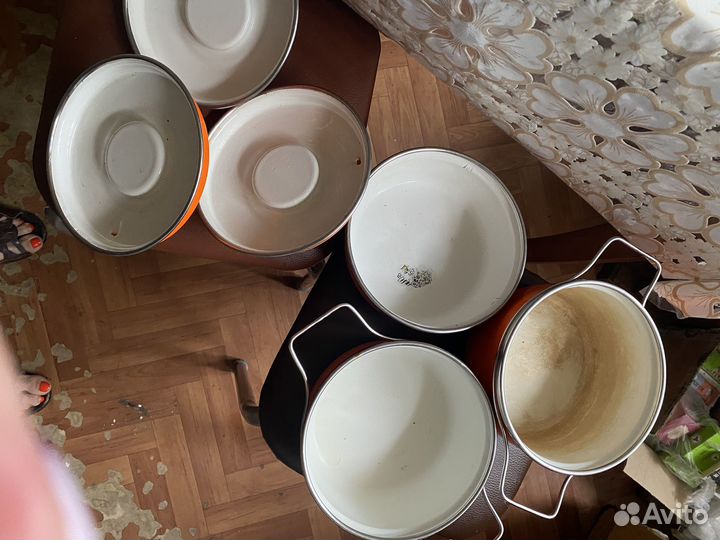 Набор Кастрюль эмалированных, тазик